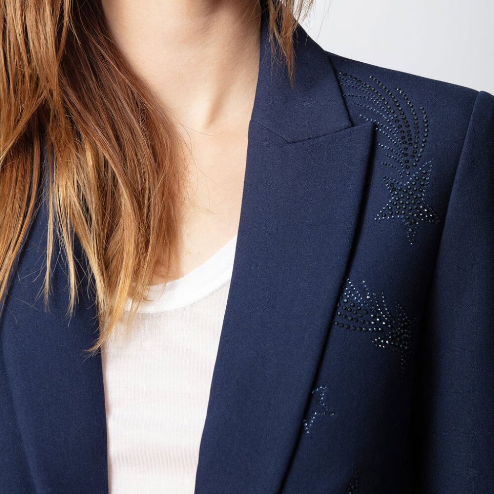 NWT - Zadig & Voltaire Viva Bis Strass Jacket NAVY ๐ - Picture 10 of 14